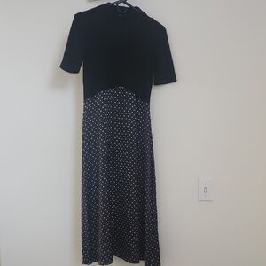 Zara Black Top with Polka Dot Midi Dress Size Medium